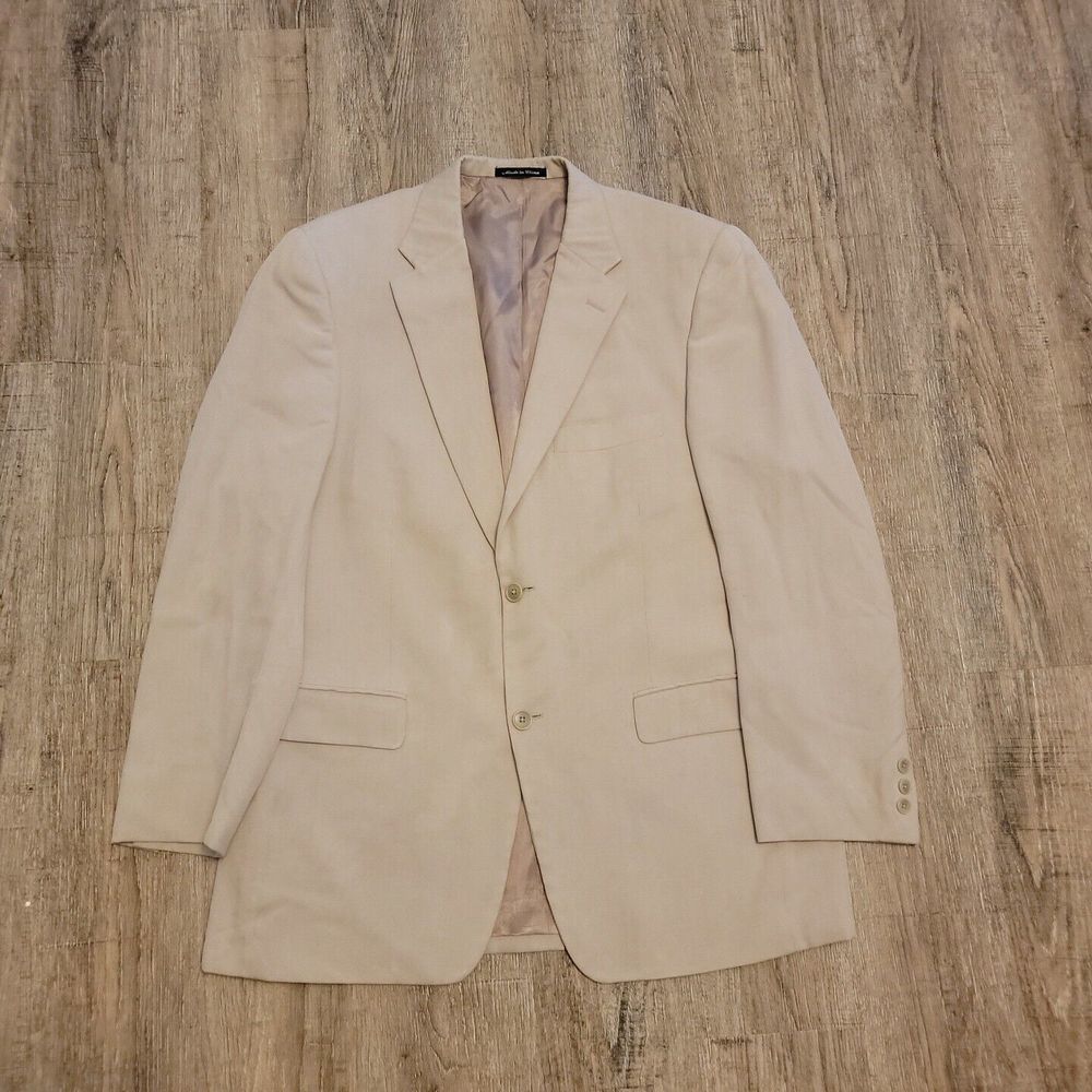 Lyle & Scott 2 Button Silk Suit Jacket Blazer Sz 40 Regular Tan